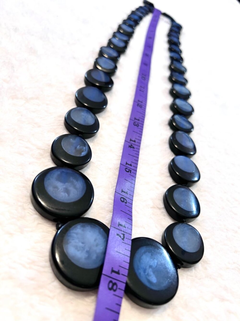 Carolee New York Black‎ & Blue Statement Necklace 18" Long Round Resin Beads